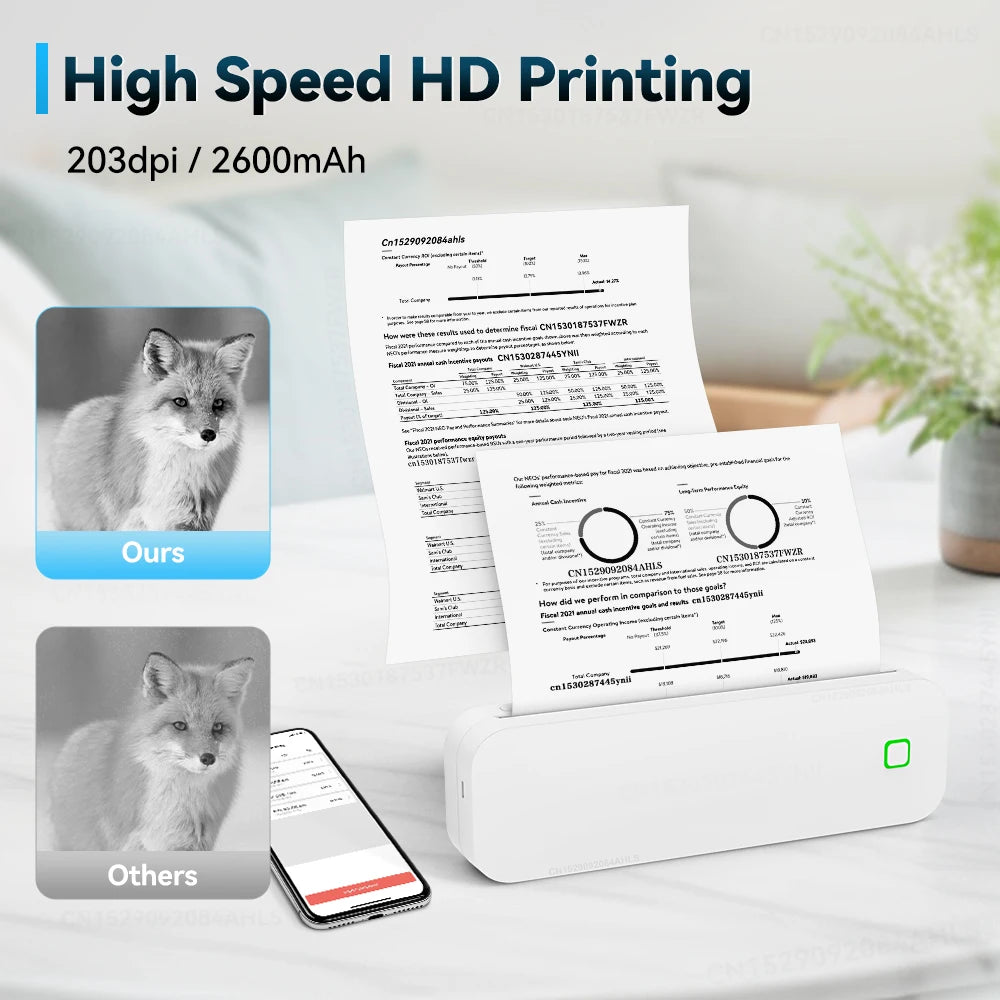 portable a 4 printer with bluetooth inkless